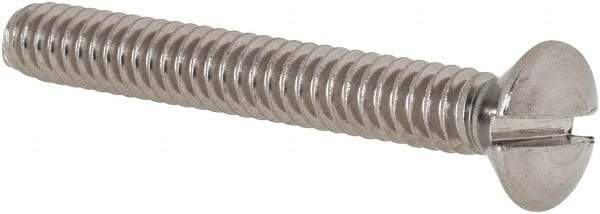Value Collection - #10-24 UNC, 1-1/2" OAL Slotted Drive Machine Screw - Oval Head, Grade 18-8 Stainless Steel, Uncoated, Without Washer - Eagle Tool & Supply
