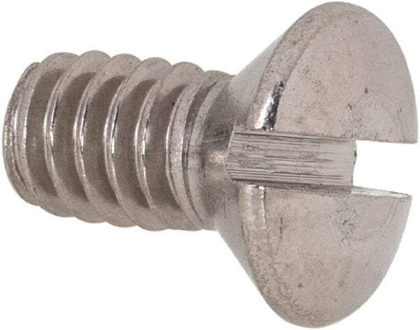 Value Collection - 1/4-20 UNC, 1/2" OAL Slotted Drive Machine Screw - Oval Head, Grade 18-8 Stainless Steel, Uncoated, Without Washer - Eagle Tool & Supply
