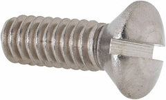 Value Collection - 1/4-20 UNC, 3/4" OAL Slotted Drive Machine Screw - Oval Head, Grade 18-8 Stainless Steel, Uncoated, Without Washer - Eagle Tool & Supply