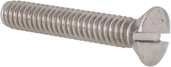 Value Collection - 1/4-20 UNC, 1-1/2" OAL Slotted Drive Machine Screw - Oval Head, Grade 18-8 Stainless Steel, Uncoated, Without Washer - Eagle Tool & Supply