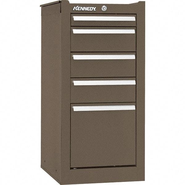 Kennedy - 5 Drawer Brown Side Cabinet - 13-5/8" Wide x 29" High x 18" Deep, Use with 27" Wide Roller Cabinet - Eagle Tool & Supply
