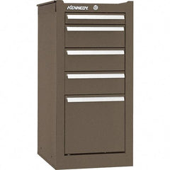Kennedy - 5 Drawer Brown Side Cabinet - 13-5/8" Wide x 29" High x 18" Deep, Use with 27" Wide Roller Cabinet - Eagle Tool & Supply