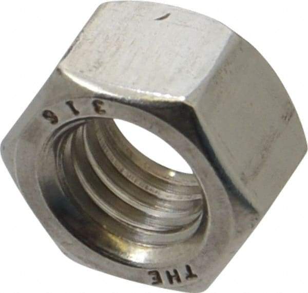 Value Collection - 1/2-13 UNC Stainless Steel Right Hand Hex Nut - 3/4" Across Flats, 7/16" High, Uncoated - Eagle Tool & Supply