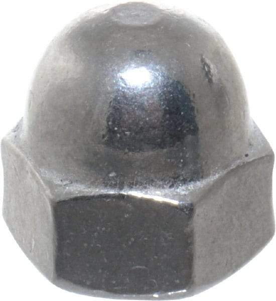 Value Collection - #10-24 UNC, 3/8" Width Across Flats, Uncoated, Stainless Steel Acorn Nut - 9/32" Overall Height, Grade 18-8 - Eagle Tool & Supply