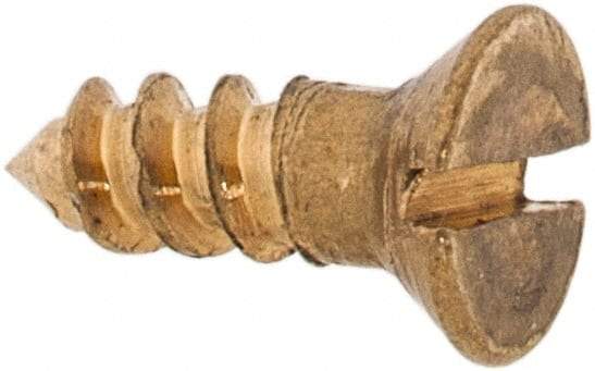 Value Collection - #2, 1/4" OAL, Slotted Drive, Flat Head Wood Screw - ASME B18.6.1, Brass - Eagle Tool & Supply