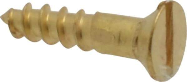 Value Collection - #2, 3/8" OAL, Slotted Drive, Flat Head Wood Screw - ASME B18.6.1, Brass - Eagle Tool & Supply