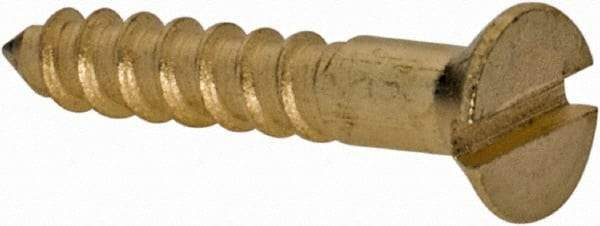 Value Collection - #2, 1/2" OAL, Slotted Drive, Flat Head Wood Screw - ASME B18.6.1, Brass - Eagle Tool & Supply