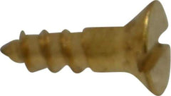 Value Collection - #4, 3/8" OAL, Slotted Drive, Flat Head Wood Screw - ASME B18.6.1, Brass - Eagle Tool & Supply