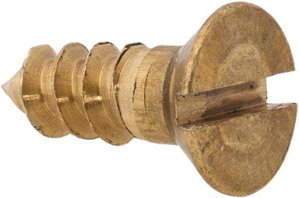 Value Collection - #8, 1/2" OAL, Slotted Drive, Flat Head Wood Screw - ASME B18.6.1, Brass - Eagle Tool & Supply