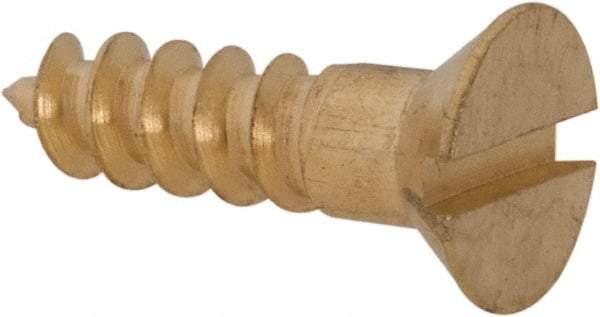 Value Collection - #8, 5/8" OAL, Slotted Drive, Flat Head Wood Screw - ASME B18.6.1, Brass - Eagle Tool & Supply