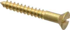 Value Collection - #8, 1-1/4" OAL, Slotted Drive, Flat Head Wood Screw - ASME B18.6.1, Brass - Eagle Tool & Supply
