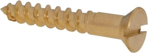 Value Collection - #10, 1-1/4" OAL, Slotted Drive, Flat Head Wood Screw - ASME B18.6.1, Brass - Eagle Tool & Supply