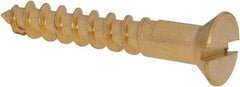 Value Collection - #10, 1-1/4" OAL, Slotted Drive, Flat Head Wood Screw - ASME B18.6.1, Brass - Eagle Tool & Supply