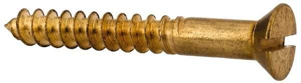 Value Collection - #10, 1-1/2" OAL, Slotted Drive, Flat Head Wood Screw - ASME B18.6.1, Brass - Eagle Tool & Supply