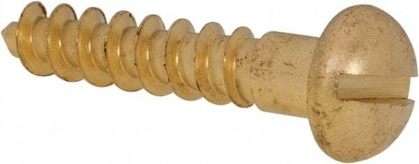 Value Collection - #14, 1-1/4" OAL, Slotted Drive, Flat Head Wood Screw - ASME B18.6.1, Brass - Eagle Tool & Supply