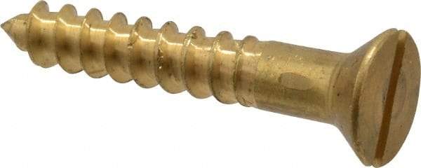 Value Collection - #14, 1-1/2" OAL, Slotted Drive, Flat Head Wood Screw - ASME B18.6.1, Brass - Eagle Tool & Supply