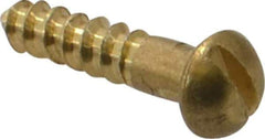 Value Collection - #4, 1/2" Length Under Head, Slotted Drive, Round Head Wood Screw - ASME B18.6.1, Brass - Eagle Tool & Supply