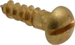 Value Collection - #6, 1/2" Length Under Head, Slotted Drive, Round Head Wood Screw - ASME B18.6.1, Brass - Eagle Tool & Supply
