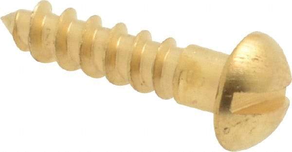 Value Collection - #6, 5/8" Length Under Head, Slotted Drive, Round Head Wood Screw - ASME B18.6.1, Brass - Eagle Tool & Supply