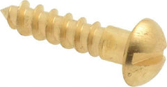 Value Collection - #6, 5/8" Length Under Head, Slotted Drive, Round Head Wood Screw - ASME B18.6.1, Brass - Eagle Tool & Supply