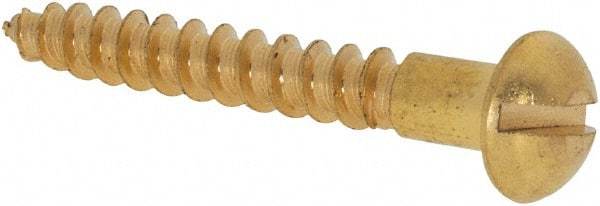 Value Collection - #6, 1" Length Under Head, Slotted Drive, Round Head Wood Screw - ASME B18.6.1, Brass - Eagle Tool & Supply