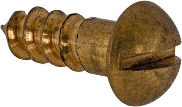 Value Collection - #8, 1/2" Length Under Head, Slotted Drive, Round Head Wood Screw - ASME B18.6.1, Brass - Eagle Tool & Supply