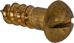 Value Collection - #8, 1/2" Length Under Head, Slotted Drive, Round Head Wood Screw - ASME B18.6.1, Brass - Eagle Tool & Supply