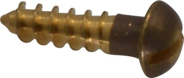 Value Collection - #8, 5/8" Length Under Head, Slotted Drive, Round Head Wood Screw - ASME B18.6.1, Brass - Eagle Tool & Supply