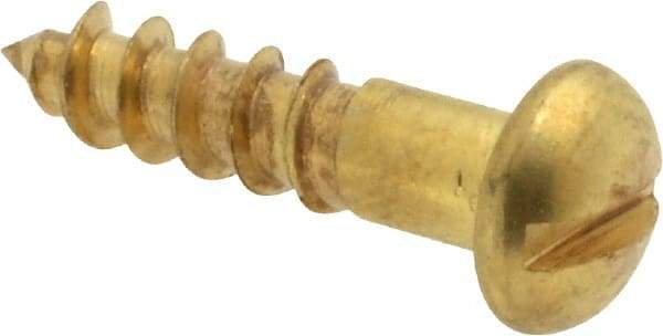 Value Collection - #8, 3/4" Length Under Head, Slotted Drive, Round Head Wood Screw - ASME B18.6.1, Brass - Eagle Tool & Supply