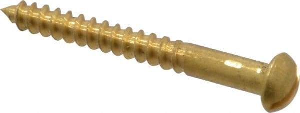 Value Collection - #8, 1-1/2" Length Under Head, Slotted Drive, Round Head Wood Screw - ASME B18.6.1, Brass - Eagle Tool & Supply