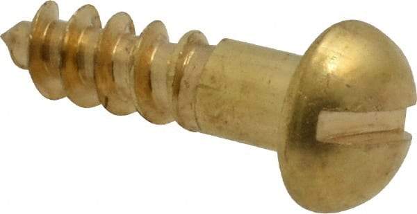 Value Collection - #10, 3/4" Length Under Head, Slotted Drive, Round Head Wood Screw - ASME B18.6.1, Brass - Eagle Tool & Supply
