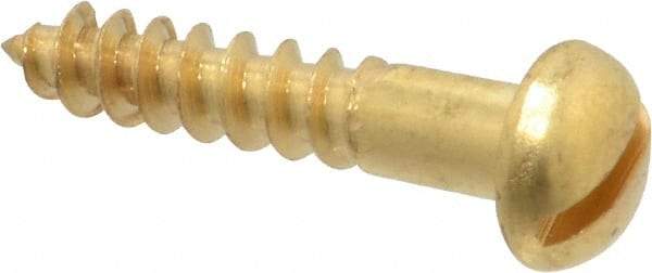 Value Collection - #10, 1" Length Under Head, Slotted Drive, Round Head Wood Screw - ASME B18.6.1, Brass - Eagle Tool & Supply