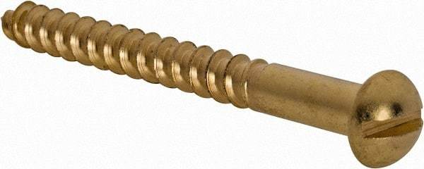 Value Collection - #10, 2" Length Under Head, Slotted Drive, Round Head Wood Screw - ASME B18.6.1, Brass - Eagle Tool & Supply