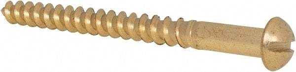 Value Collection - #12, 2-1/2" Length Under Head, Slotted Drive, Round Head Wood Screw - ASME B18.6.1, Brass - Eagle Tool & Supply