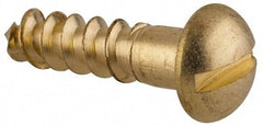 Value Collection - #14, 1" Length Under Head, Slotted Drive, Round Head Wood Screw - ASME B18.6.1, Brass - Eagle Tool & Supply