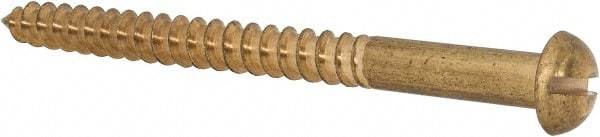 Value Collection - #14, 3" Length Under Head, Slotted Drive, Round Head Wood Screw - ASME B18.6.1, Brass - Eagle Tool & Supply