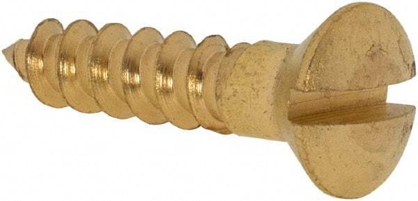Value Collection - #8, 3/4" Length Under Head, Slotted Drive, Oval Head Wood Screw - ASME B18.6.1, Brass - Eagle Tool & Supply