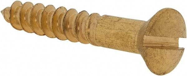 Value Collection - #10, 1-1/4" Length Under Head, Slotted Drive, Oval Head Wood Screw - ASME B18.6.1, Brass - Eagle Tool & Supply