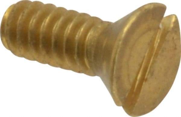 Value Collection - #6-32 UNC, 3/8" OAL Slotted Drive Machine Screw - Flat Head, Brass, Without Washer - Eagle Tool & Supply
