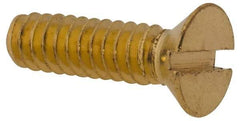 Value Collection - #6-32 UNC, 1/2" OAL Slotted Drive Machine Screw - Flat Head, Brass, Without Washer - Eagle Tool & Supply