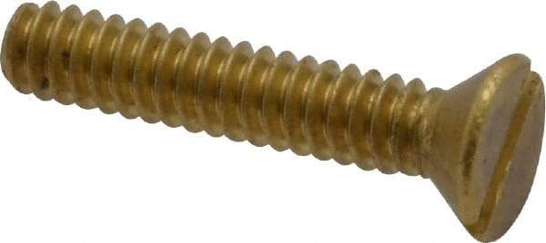 Value Collection - #6-32 UNC, 3/4" OAL Slotted Drive Machine Screw - Flat Head, Brass, Without Washer - Eagle Tool & Supply