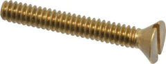 Value Collection - #6-32 UNC, 1" OAL Slotted Drive Machine Screw - Flat Head, Brass, Without Washer - Eagle Tool & Supply