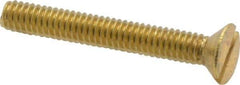 Value Collection - #8-32 UNC, 1-1/4" OAL Slotted Drive Machine Screw - Flat Head, Brass, Without Washer - Eagle Tool & Supply