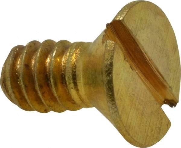 Value Collection - #10-24 UNC, 3/8" OAL Slotted Drive Machine Screw - Flat Head, Brass, Without Washer - Eagle Tool & Supply
