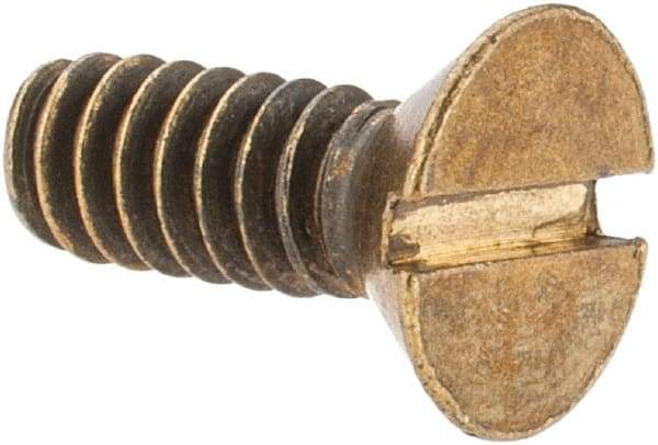 Value Collection - #10-24 UNC, 1/2" OAL Slotted Drive Machine Screw - Flat Head, Brass, Without Washer - Eagle Tool & Supply