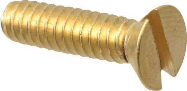 Value Collection - #10-24 UNC, 3/4" OAL Slotted Drive Machine Screw - Flat Head, Brass, Without Washer - Eagle Tool & Supply