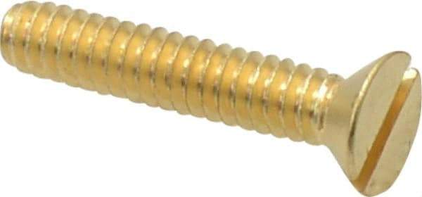 Value Collection - #10-24 UNC, 1" OAL Slotted Drive Machine Screw - Flat Head, Brass, Without Washer - Eagle Tool & Supply