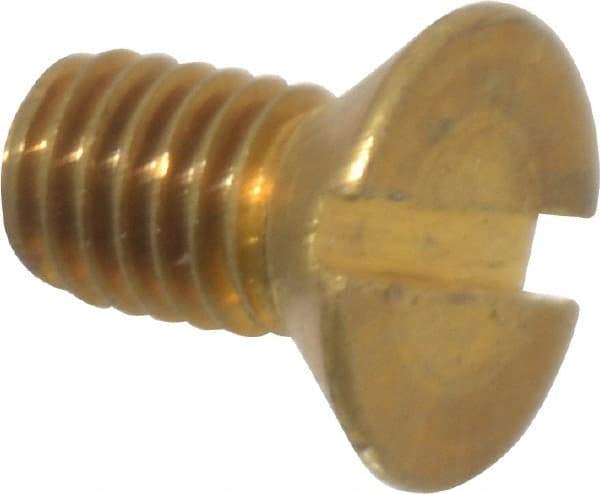 Value Collection - #10-32 UNF, 3/8" OAL Slotted Drive Machine Screw - Flat Head, Brass, Without Washer - Eagle Tool & Supply