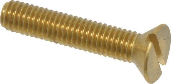 Value Collection - #10-32 UNF, 1" OAL Slotted Drive Machine Screw - Flat Head, Brass, Without Washer - Eagle Tool & Supply