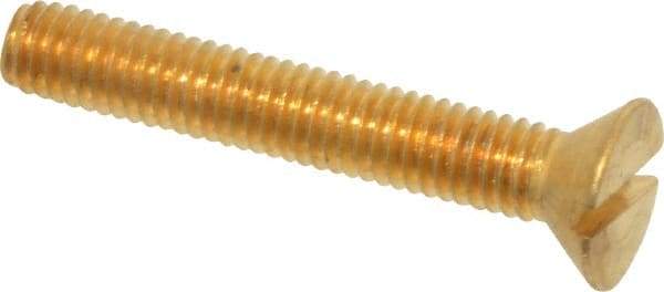 Value Collection - #10-32 UNF, 1-1/4" OAL Slotted Drive Machine Screw - Flat Head, Brass, Without Washer - Eagle Tool & Supply